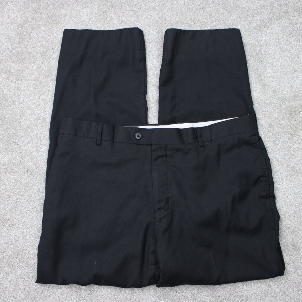 Joseph Abboud Pants Men 40x30 Black Marlane Primatist Super 100s Wool Flat Front